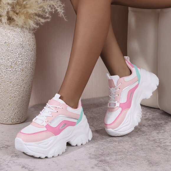 🌈 Hanna Pastel Pop Chunky Platform Sneakers 🌈 - Picture 1 of 5